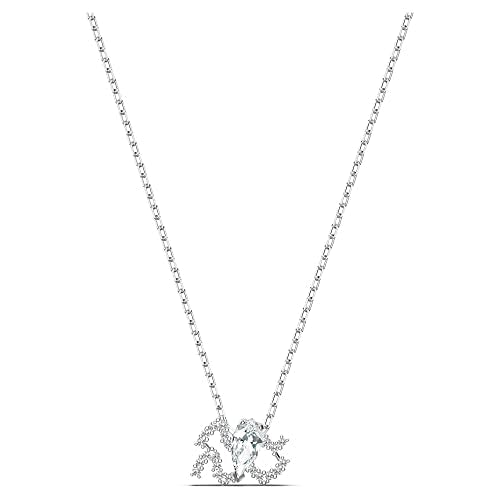 Swarovski Women's Zodiac Pendant Necklace, Aquarius Zodiac Motif with White Crystals and Gold-Tone Plated T-bar Closure on a Rhodium Plated Chain