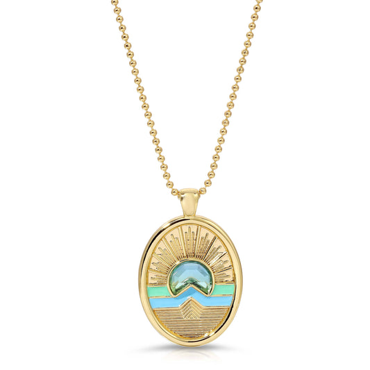 Glamrocks Tequila Sunrise Enamel Necklace - Sky