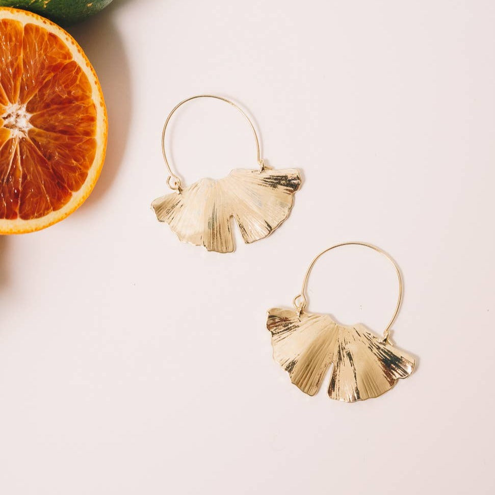 Janna Conner Ginkgo Hoop Earrings