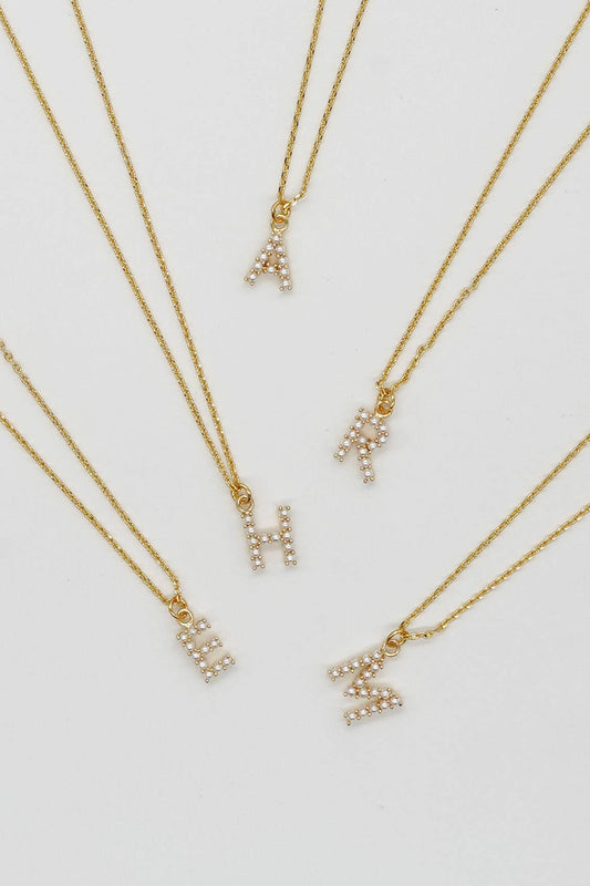 Brenda Grands Jewelry - Dainty Love Pearl Initial Necklace