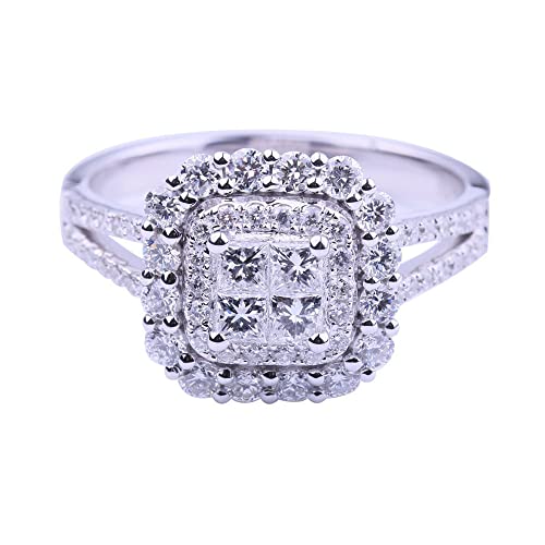 1.NO Eight Heart and Eight Arrow Micro-Set Princess Artificial diamond Ring ，Emerald Cut Sterling Silver and Cubic Zirconia Wedding Ring Engagment Band, Bridal Set (９)