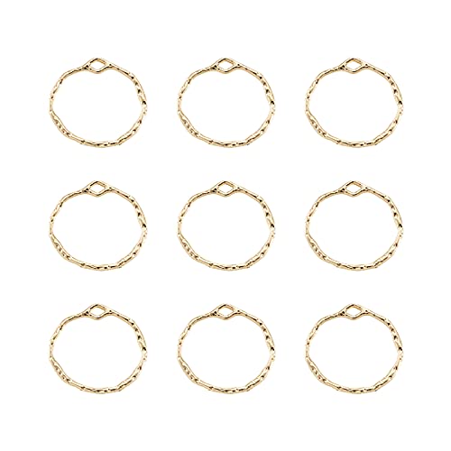 FASHEWELRY 100Pcs Alloy Ring Open Back Bezel Pendants Light Gold Hollow Mold Pendants Pressed Flower Frame Charms for Resin Earrings Necklace Jewelry Making