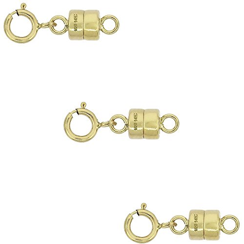 3 PACK 14K Gold-Filled 4.5mm Magnetic Clasp Converter For Necklaces/Anklet/ Bracelets w/ 5mm Spring Ring Clasp