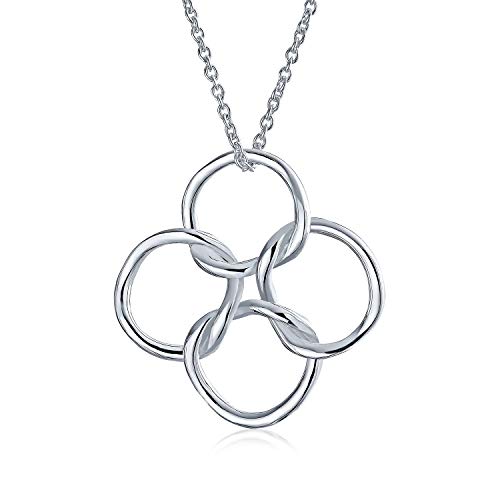 4 Geometric Interlocking Circles Pendant Necklace For Women For Teen .925 Sterling Silver