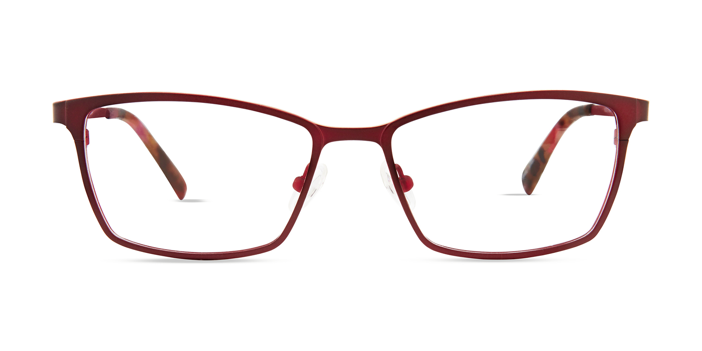 modo 4222 optical prescription eyewear glasses made in japan titanium lightweight strong strength durable long lasting female women ladies rectangular shape burgundy red