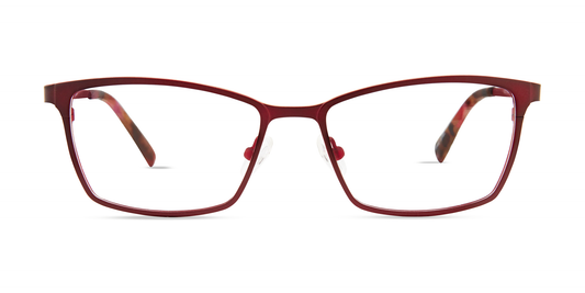 modo 4222 optical prescription eyewear glasses made in japan titanium lightweight strong strength durable long lasting female women ladies rectangular shape burgundy red