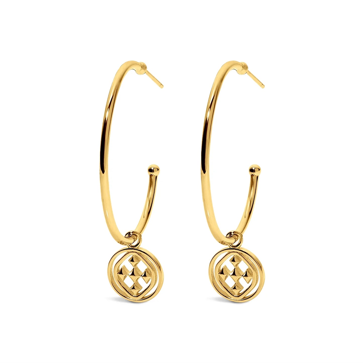 Gracewear Medallion Large Hoops - (gold or silver)