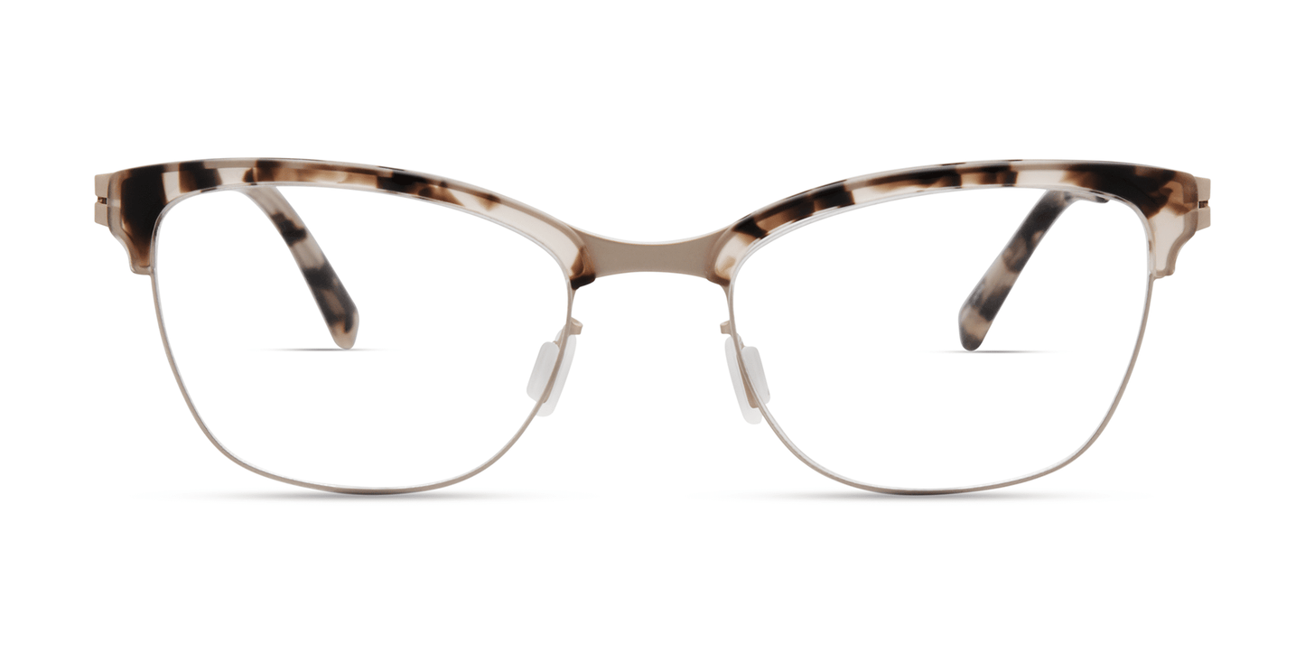 modo 4515 prescription optical eyewear glasses made in japan titanium acetate plastic lightweight durable strong flexible comfortable modern contemporary casual clean sleek thin semi rimless half rim blush tortoise gold front