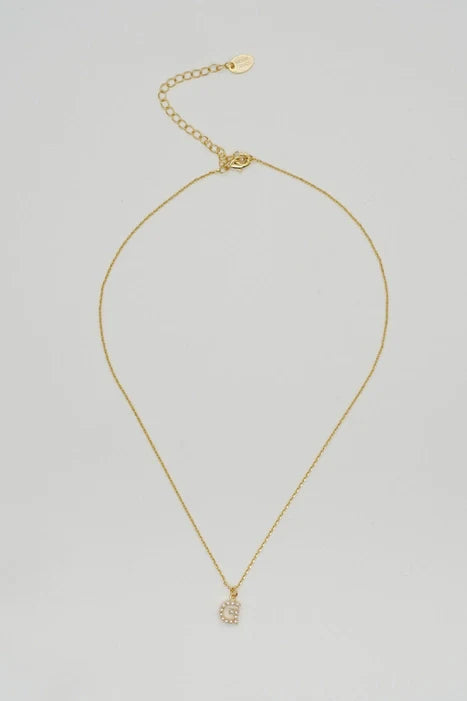 Brenda Grands Jewelry - Dainty Love Pearl Initial Necklace