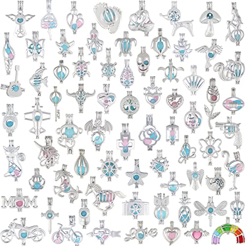 SHUHONEY 30pcs Pearl Cages Pendants for Jewelry Making Crafting Charm for DIY Necklace Fun Kids Girls Birthday Party Gifts