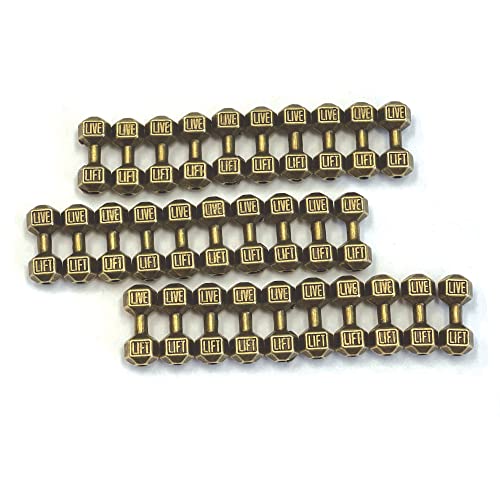 fiona Dumbbell Charms For Jewelry Making – DIY Supplies Miniature Sports Fitness Equipment Connector Spacer Charm Bead Pendant – Pack Of 30 Pcs (Antique Bronze)
