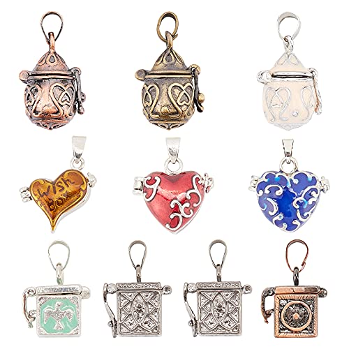 arricraft 10PCS Antique Pendants, Hanging Box Charms, Prayer Box Pendants Open Box Beads Pendants for DIY Necklace Bracelet Jewelry Making