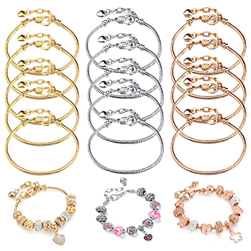 ZABARE Bracelet Chains for Jewelry Making, 15 PCS Stainless Steel Snake Chain Bracelets Bulk 7.87" Snake Chain Bracelets for Women Jewelry Making