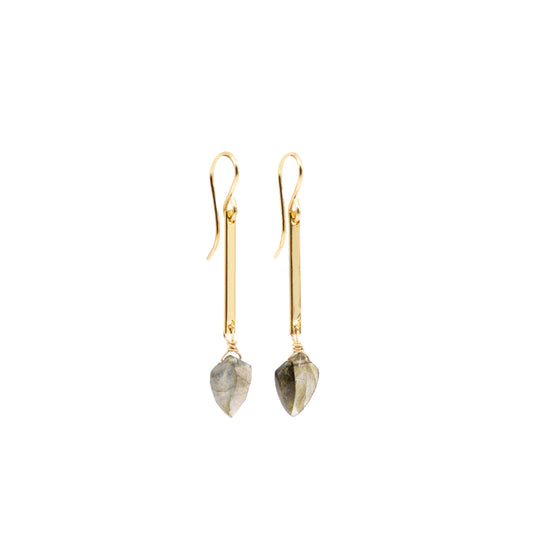 Mineral and Matter Labradorite Bar Drop Earrings