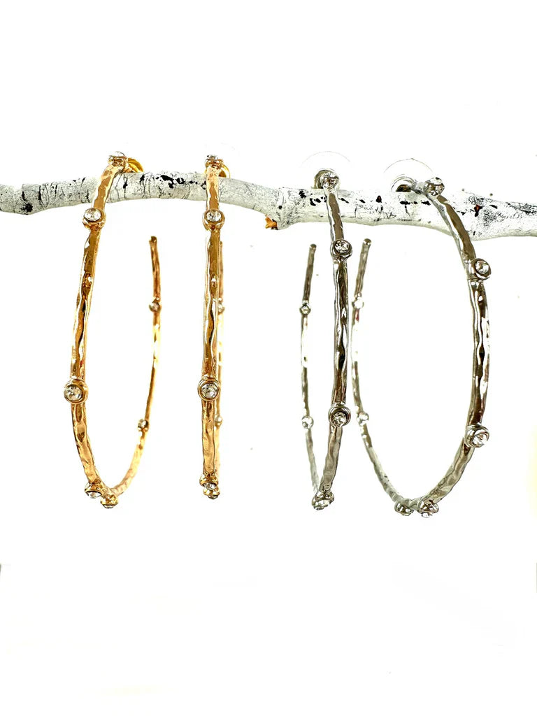 Studded Large Hoops - (gold or silver)