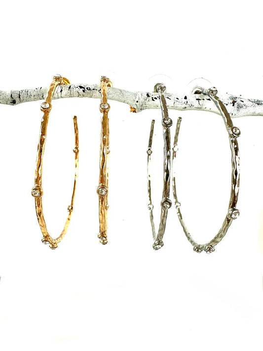 Studded Large Hoops - (gold or silver)