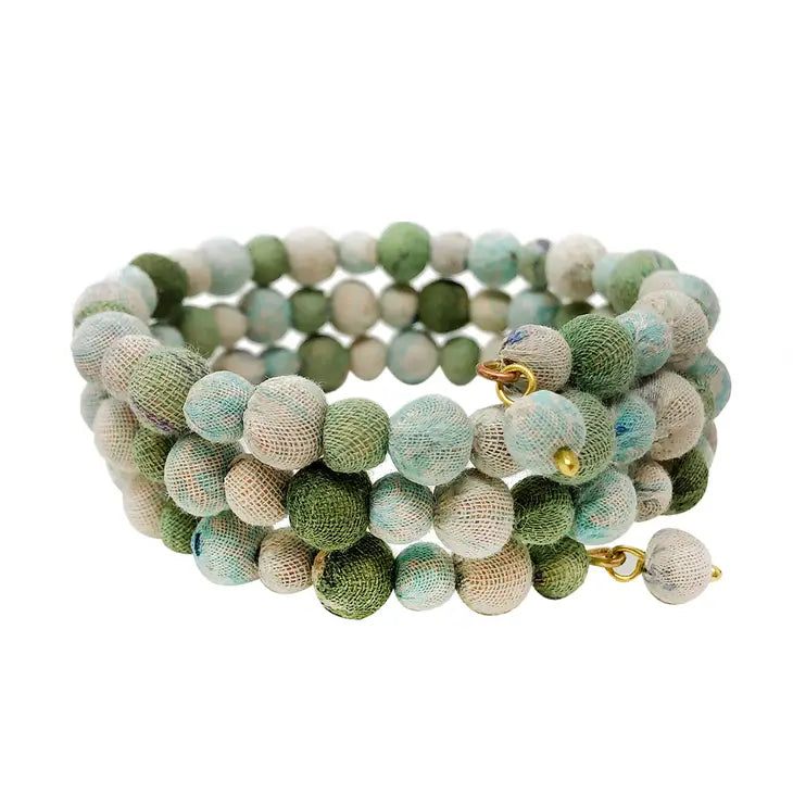 Kantha Waves Spiral Bracelet