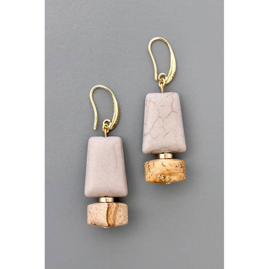 Geometric jasper and magnesite earrings