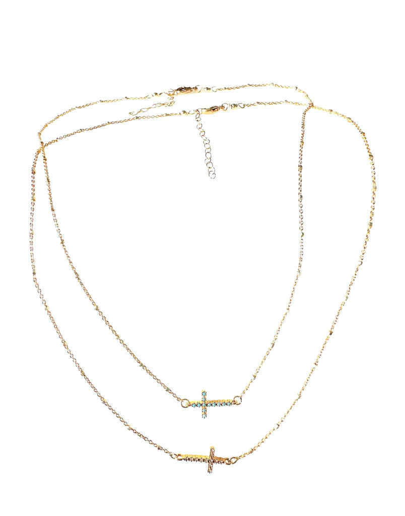 Sideways Cross - (clear or turquoise)