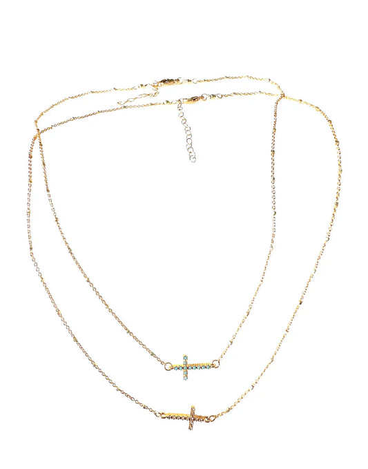 Sideways Cross - (clear or turquoise)