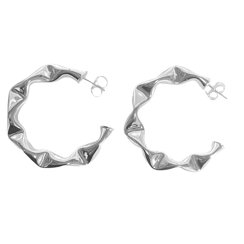 Sheila Fajl .5" Wrinkled Hoops Silver
