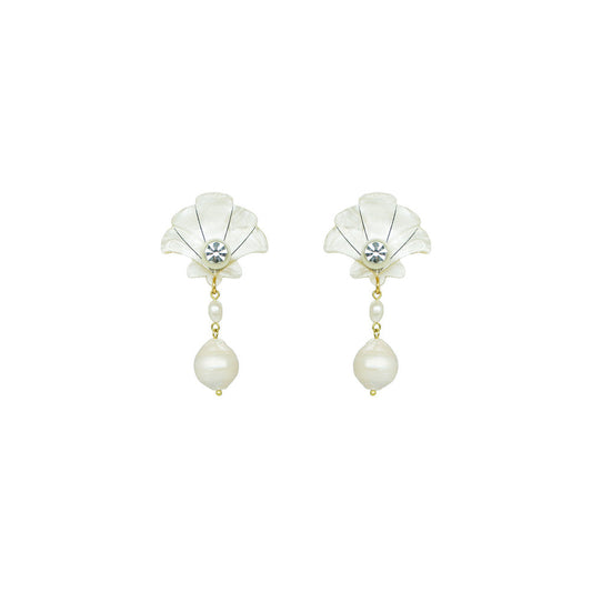 Gissa Bicalho Shell & Pearl Earrings - Clay