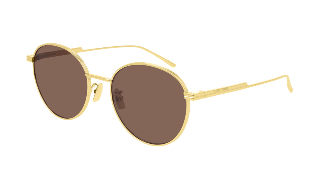 Sunglasses Bottega Veneta 1042SA Black, Bottega Veneta, Gold, Large, Mens, Metal, Non-Polarized, Prescription, Round, Sunglasses, Unisex, Womens