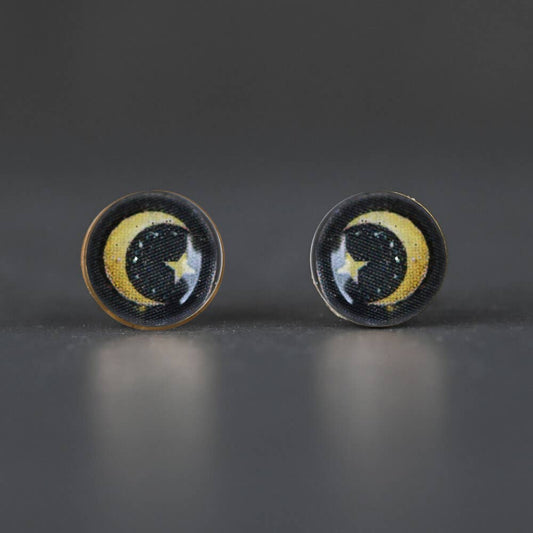Tiny Moon and Stars Studs