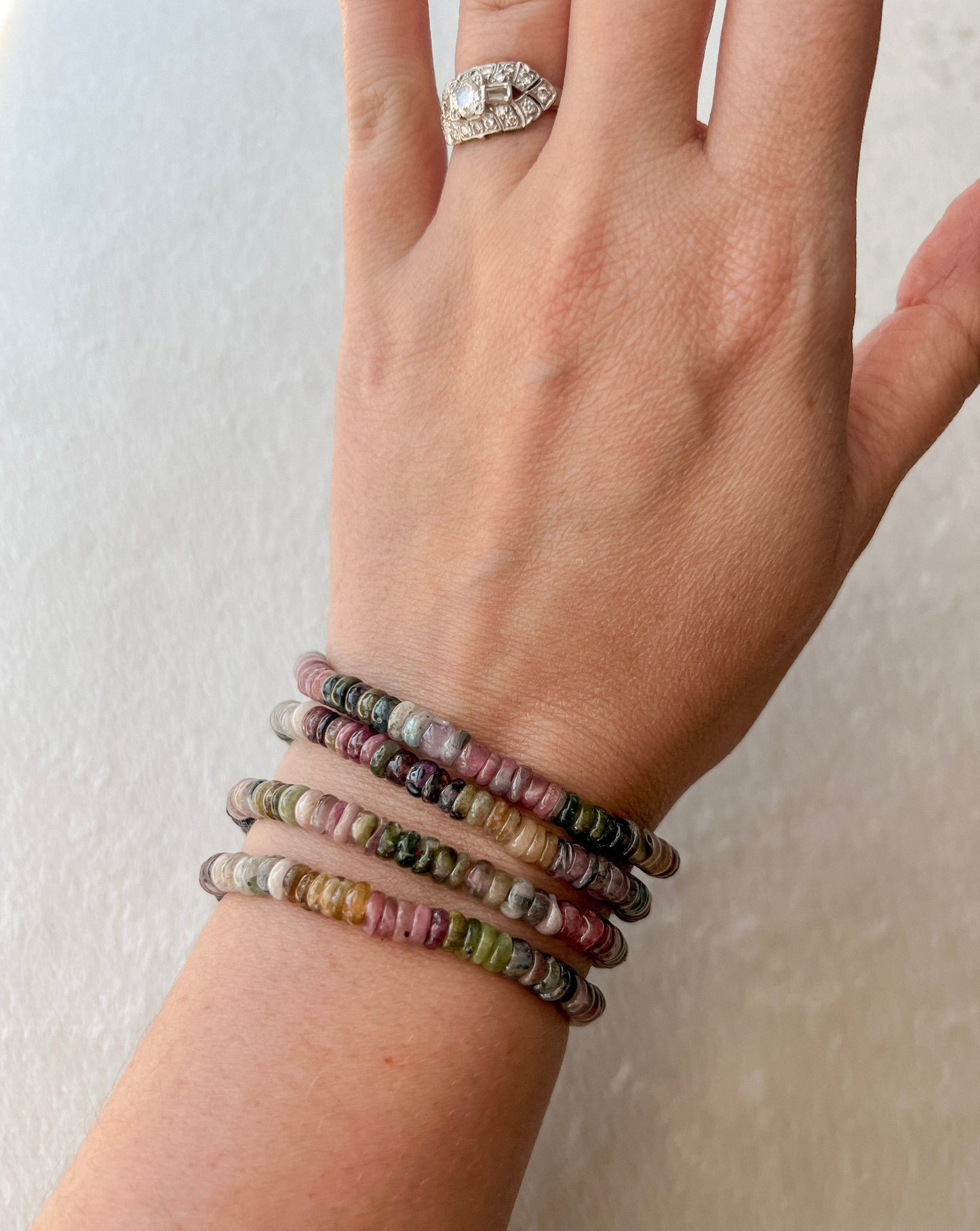 Multicolored Tourmaline Crystal Stretch Bracelet