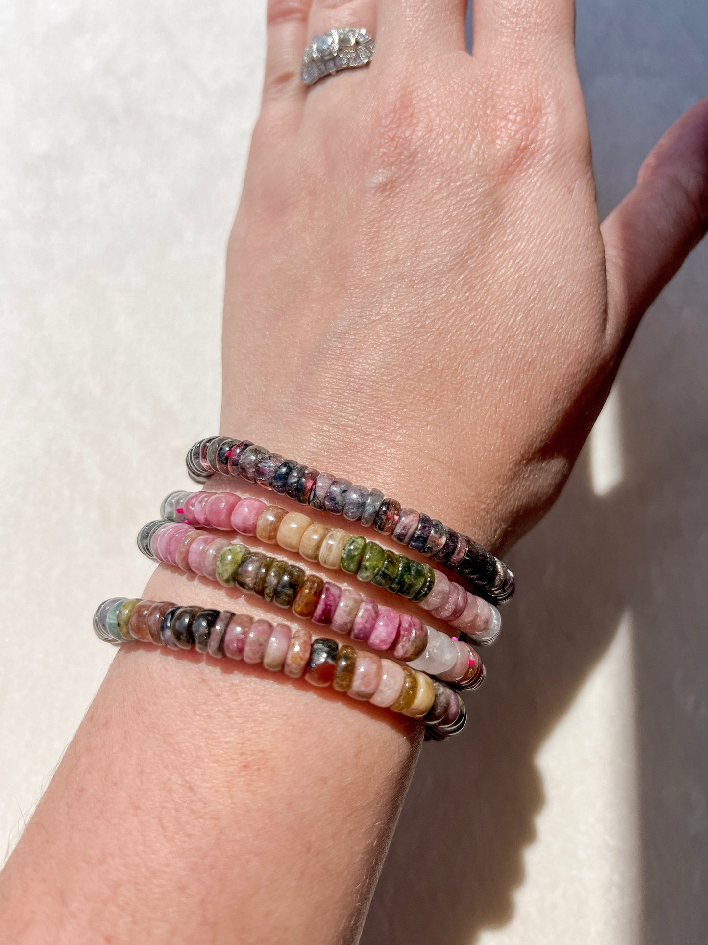Multicolored Tourmaline Crystal Stretch Bracelet