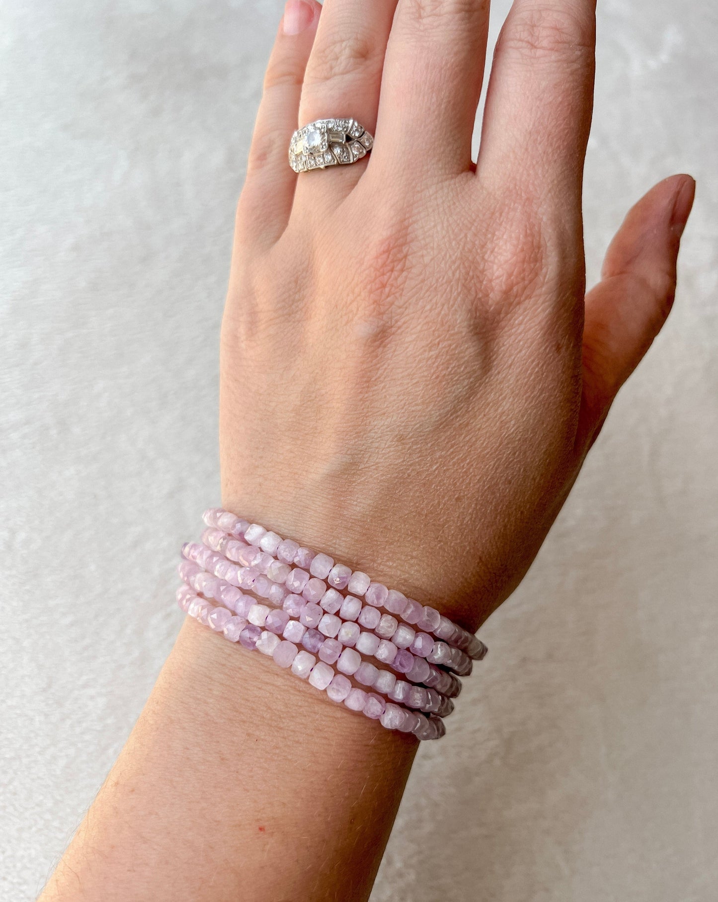 Kunzite Crystal Stretch Bracelet | 7 inches