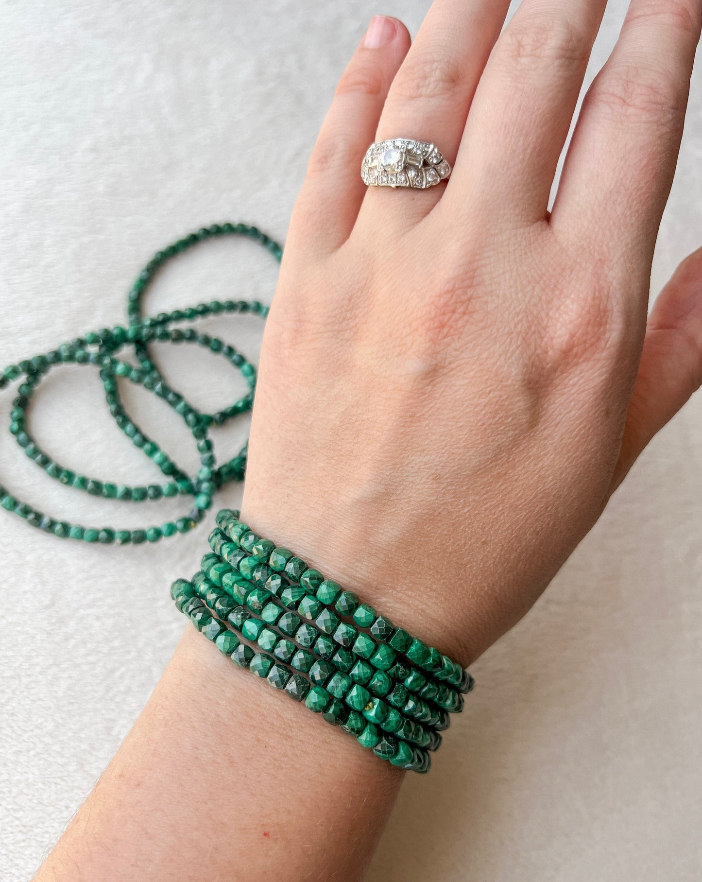 Malachite Crystal Stretch Bracelet | 7 inches