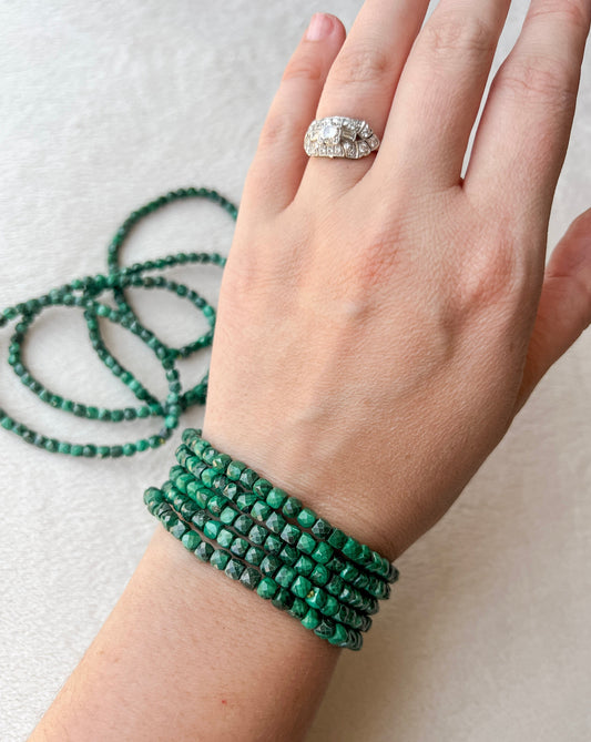 Malachite Crystal Stretch Bracelet | 7 inches