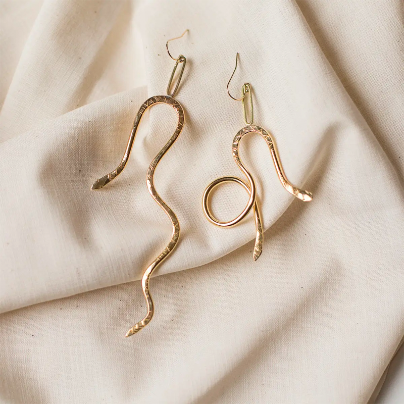 Cire' Alexandria Mismatched Snake Earrings