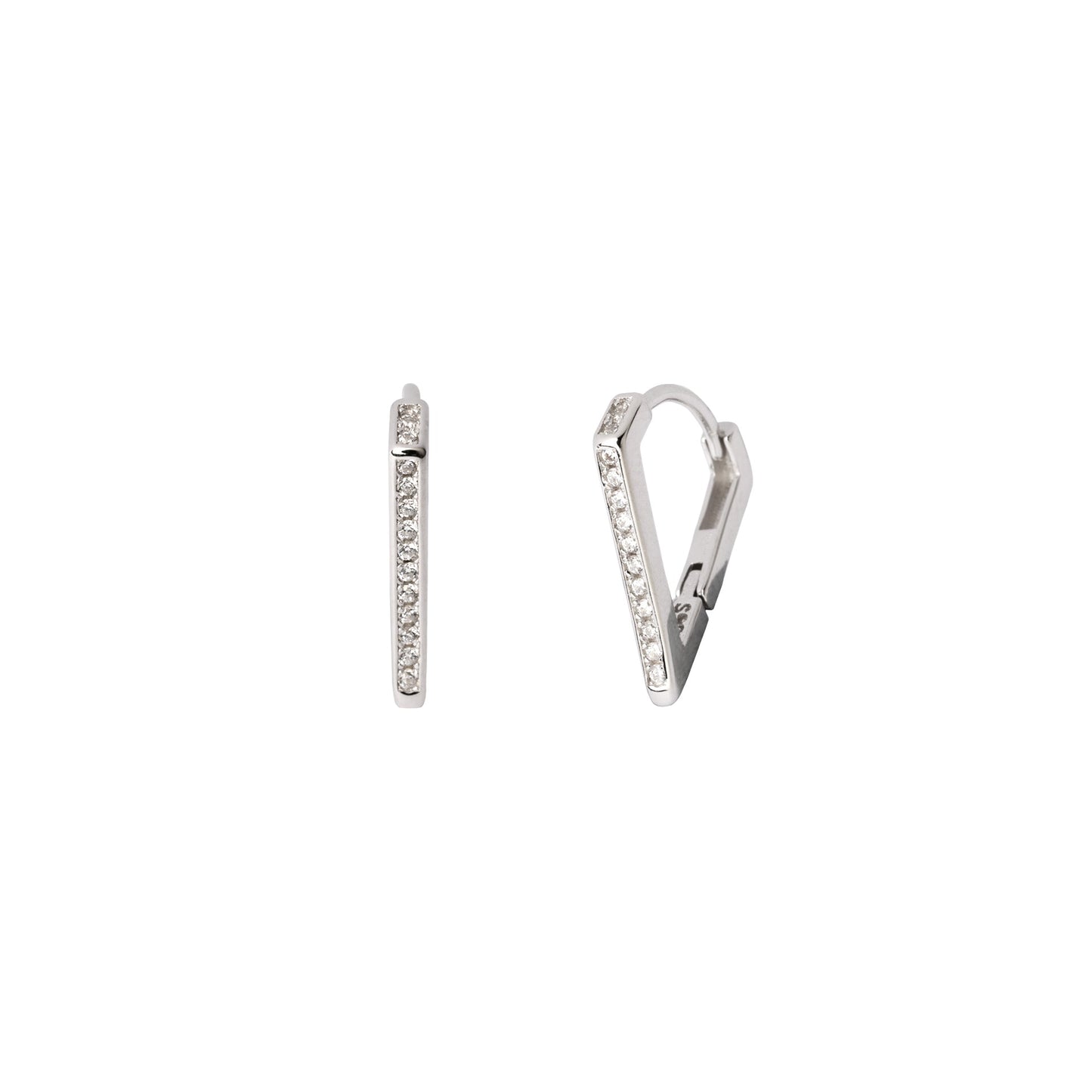 Mineral and Matter Comet Pave V Shaped Hoop Earrings