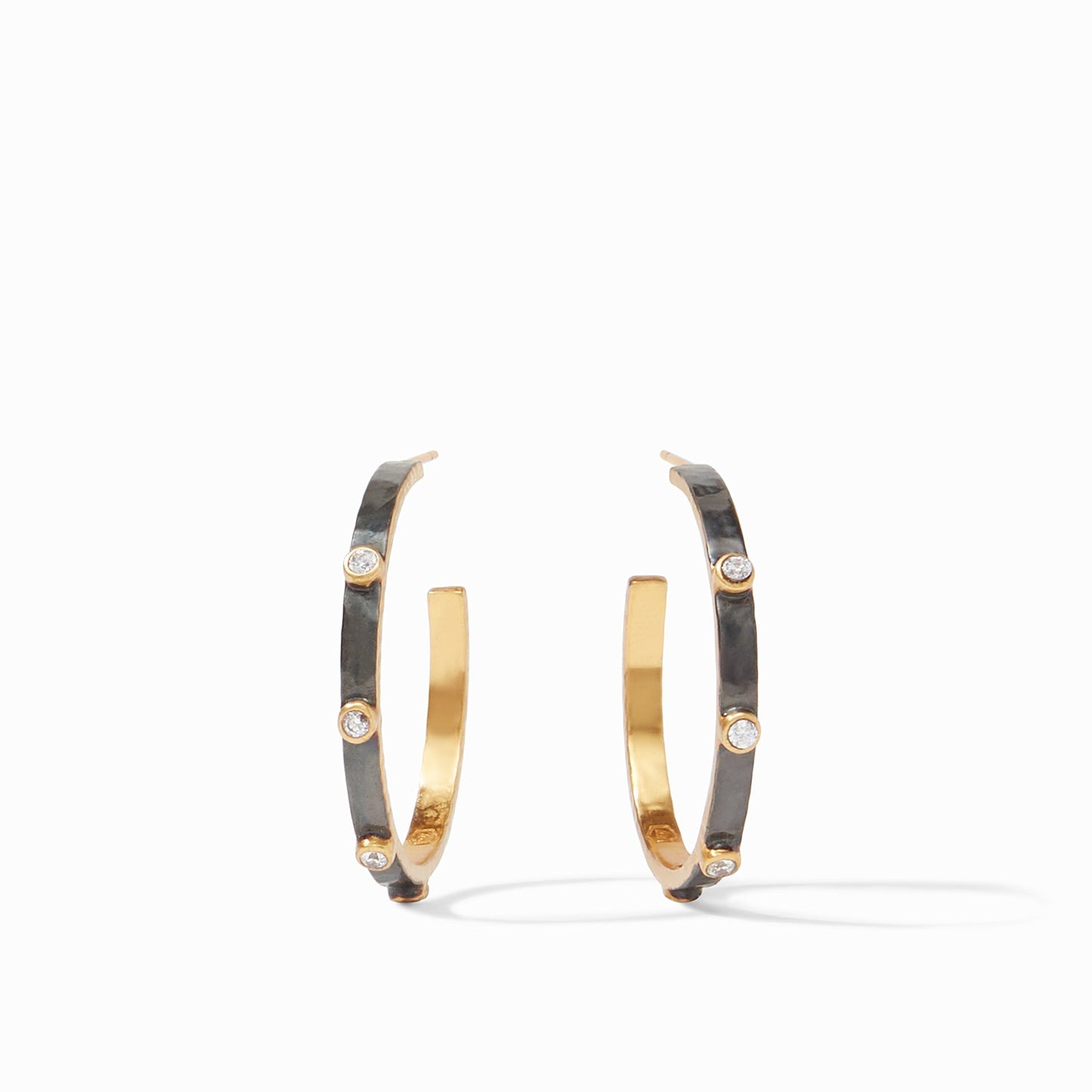 Crescent Stone Hoop White CZ/Mixed Metal (Medium)