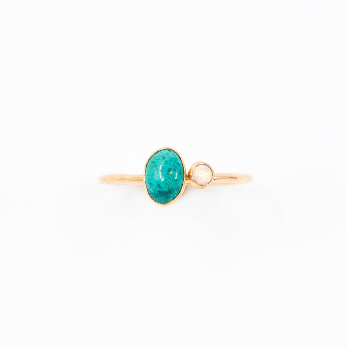 Mineral and Matter Duo Ring Chrysocolla and Opal