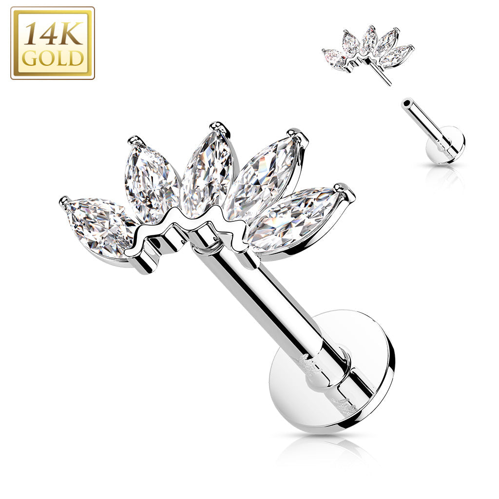 Piercing Earring Marquis CZ Fan