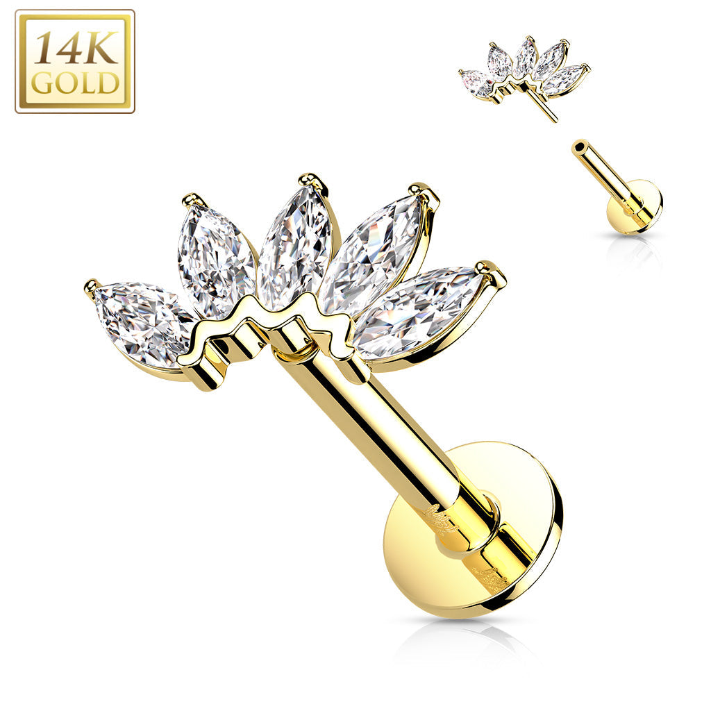 Piercing Earring Marquis CZ Fan