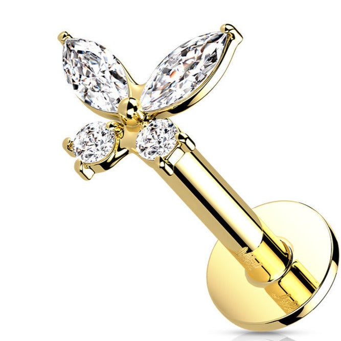 Piercing Earring CZ Butterfly