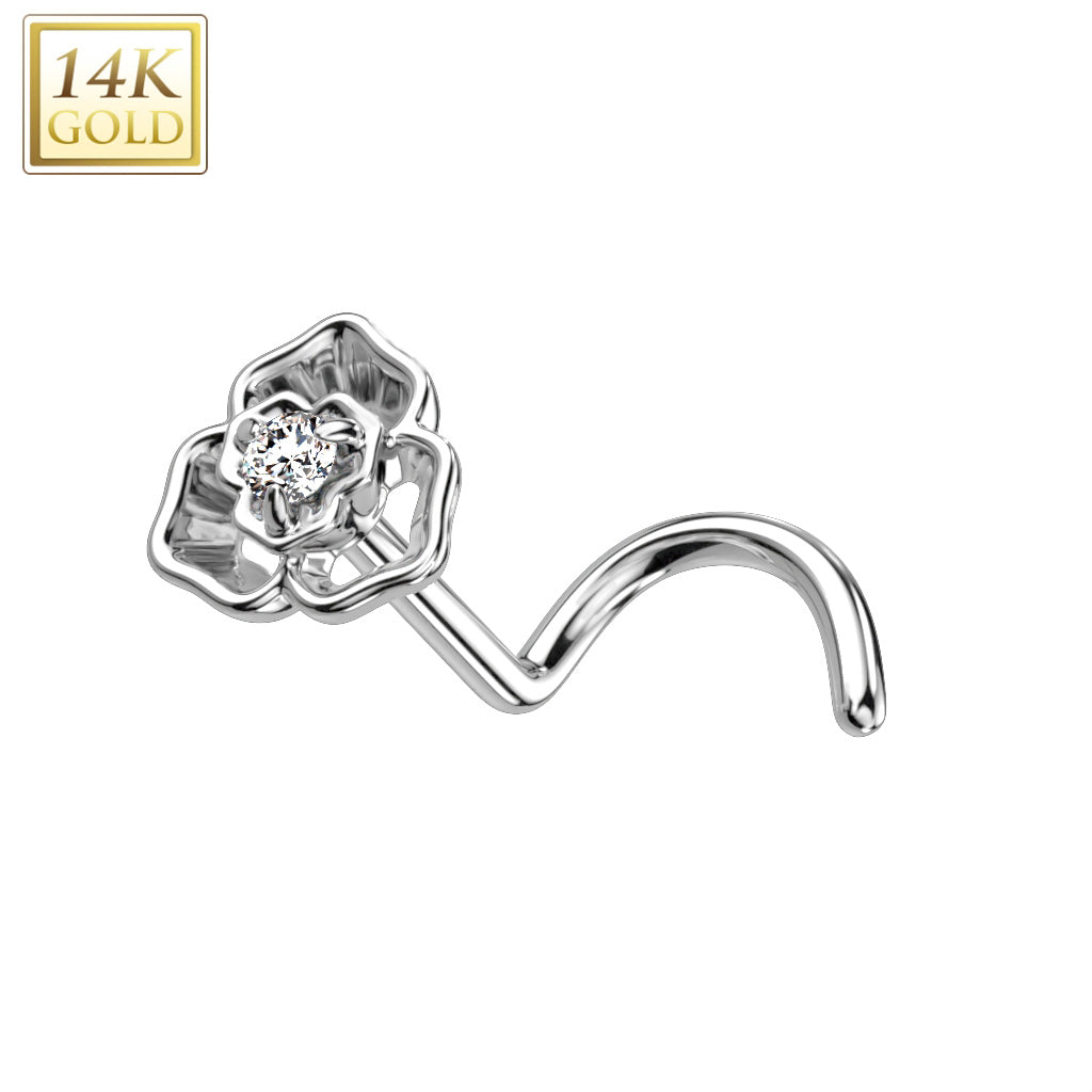 Piercing Nose Stud Gold Rose with CZ