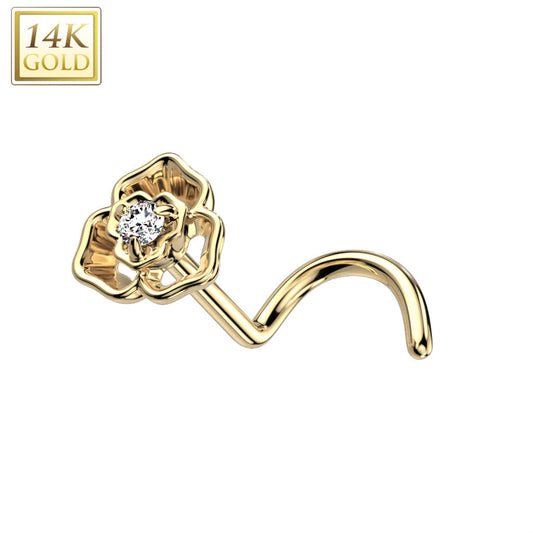 Piercing Nose Stud Gold Rose with CZ