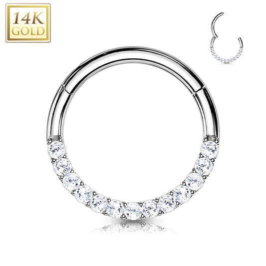 Piercing Earring Side Facing CZ Pave Hoop