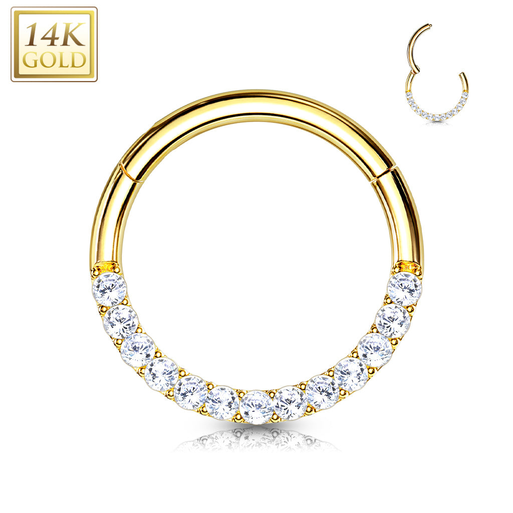 Piercing Earring Side Facing CZ Pave Hoop