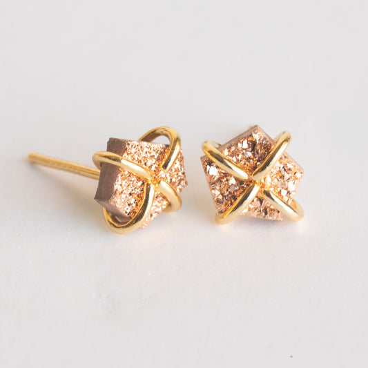 Rose Gold Druzy Prong Earrings