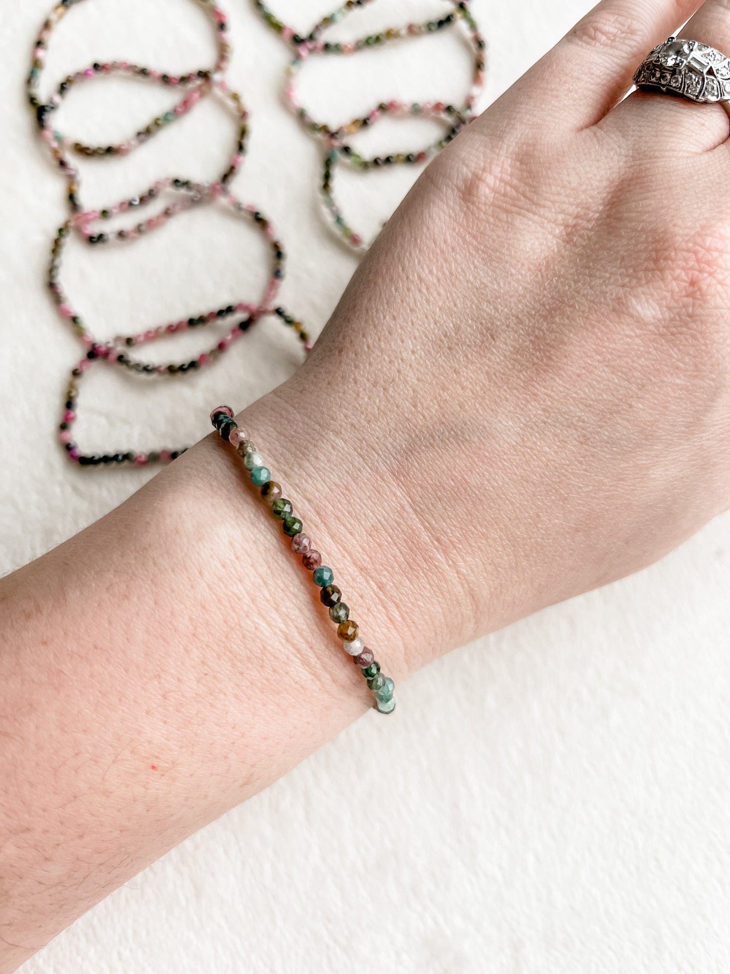 Multicolored Tourmaline Crystal Stretch Bracelet