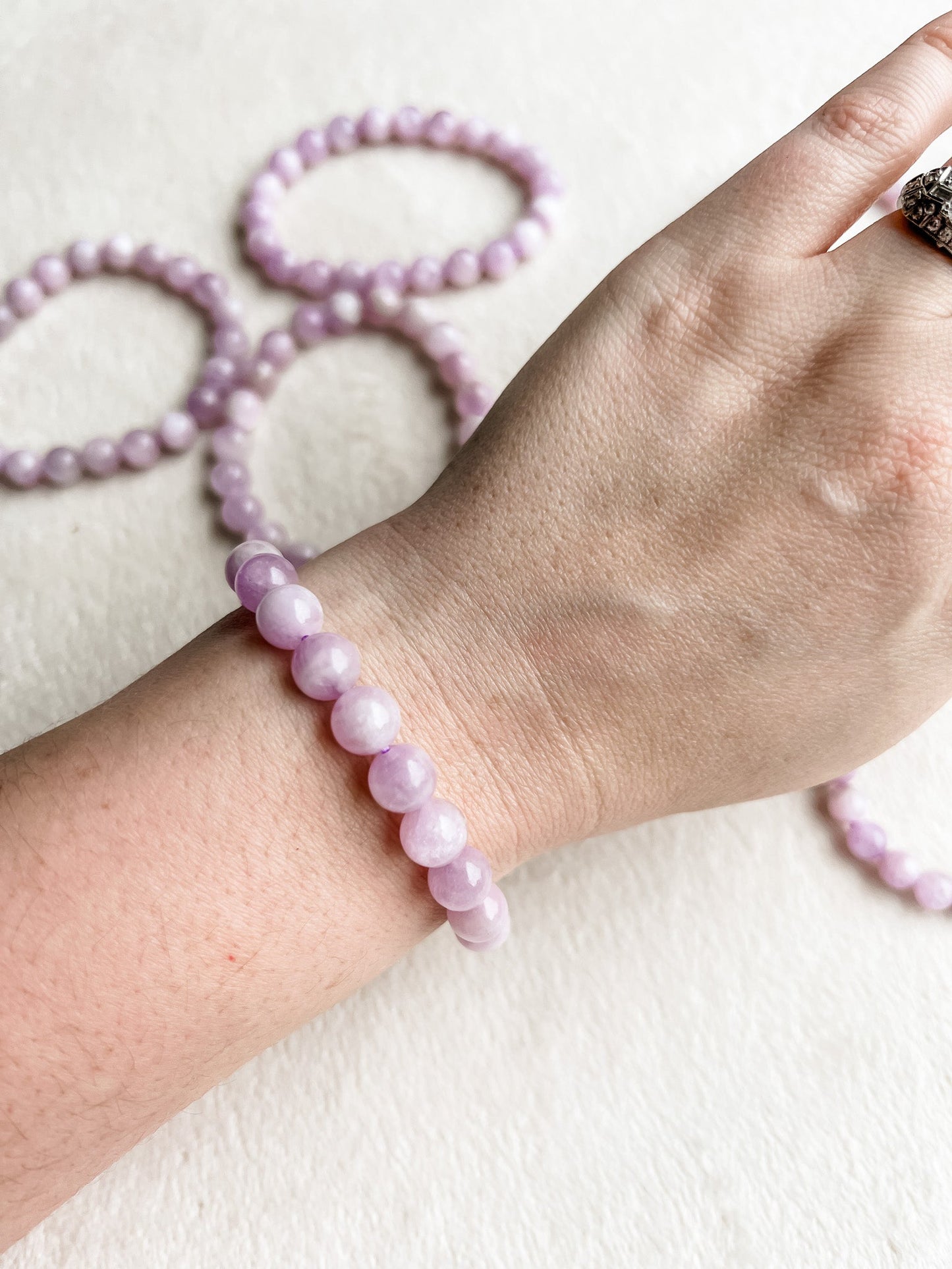 Kunzite Crystal Stretch Bracelet | 7 inches