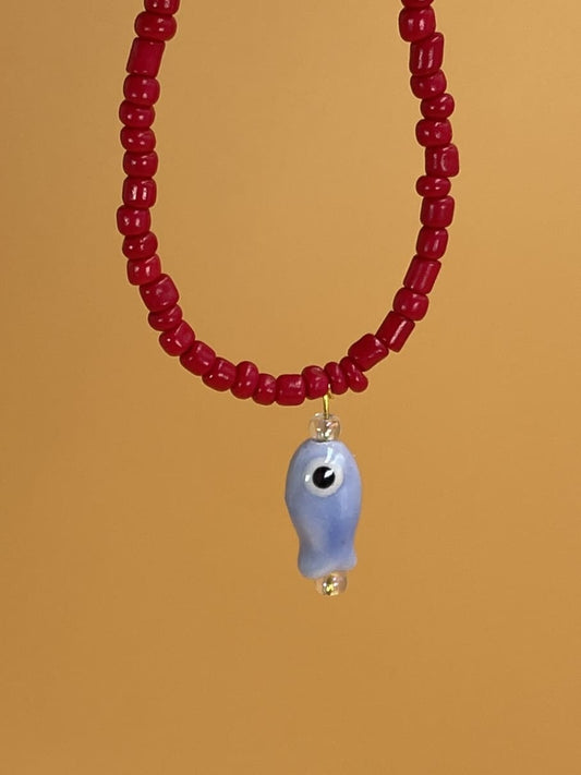 Resinuendo Beaded Fish Necklace | Red