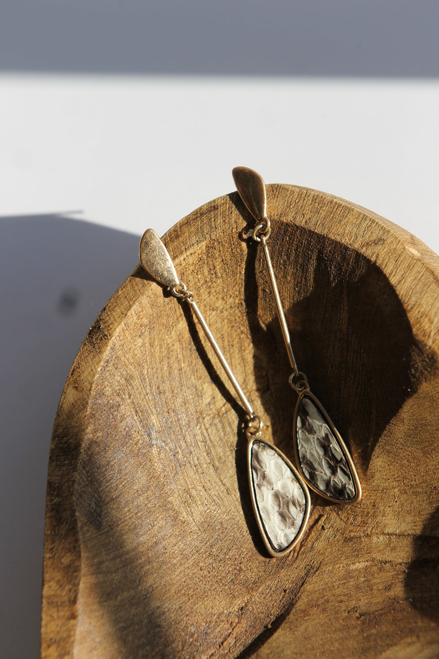 Gold Drop Snake Print Earrings