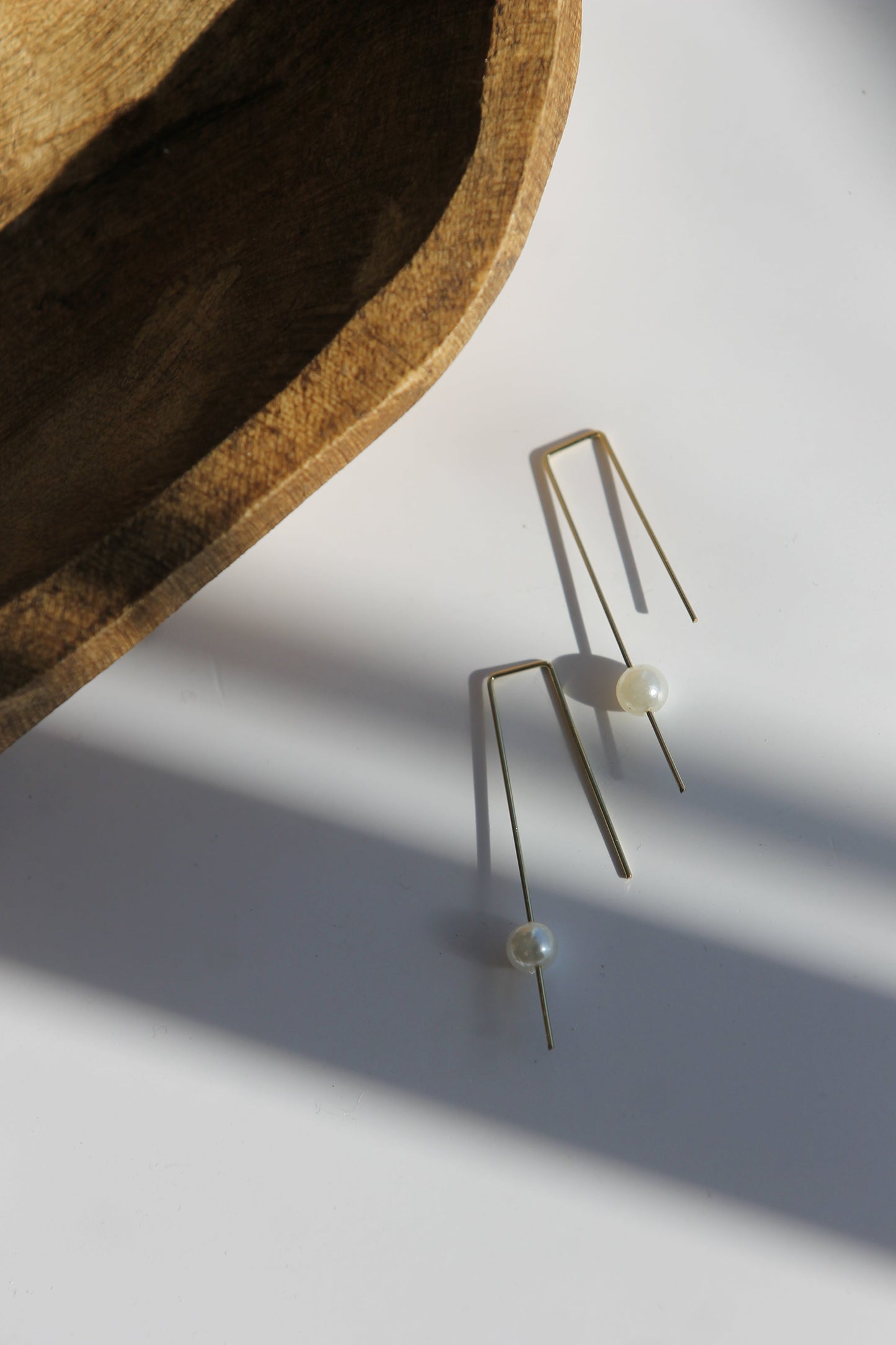 Gold Pearl Hook Earrings